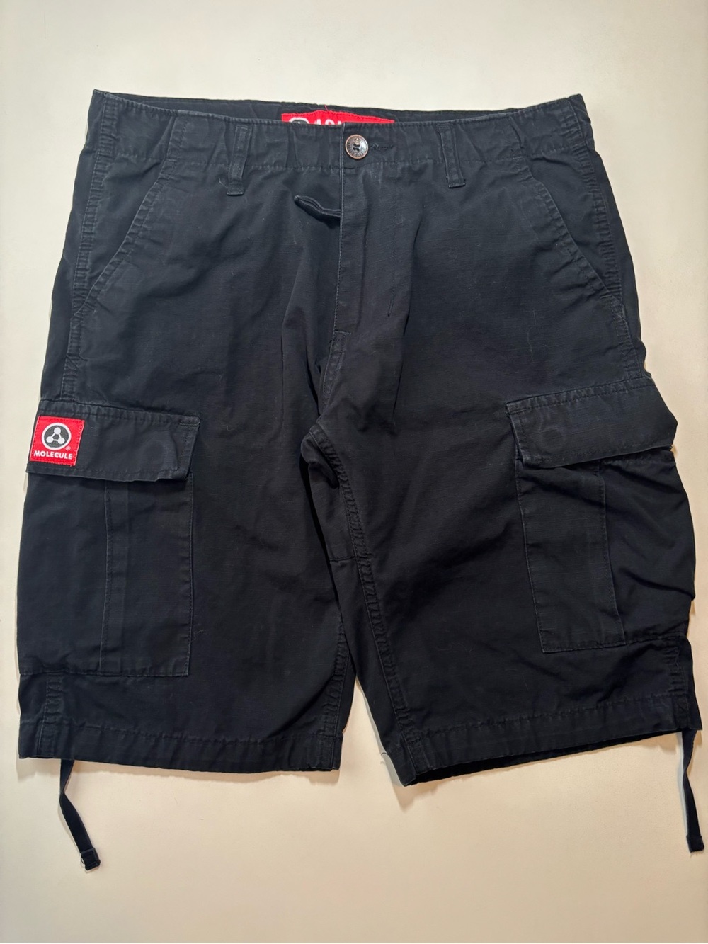Molecule Y2K baggy cargo black adjustable shorts